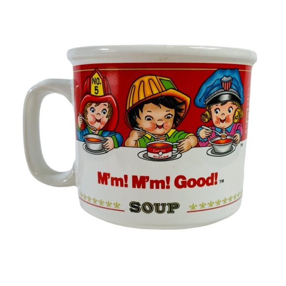 Retro Soup Mug Bowl Campbells Lunch Kids Kawaii Kitsch Nurse Fireman Police 1993 - Picture 1 of 8